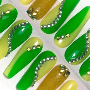 Lemon Lime Swirl custom press-on nail set