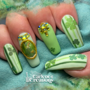 Carlene's Nail Art Journey - Antique St. Patrick's Day nail design - March 2021