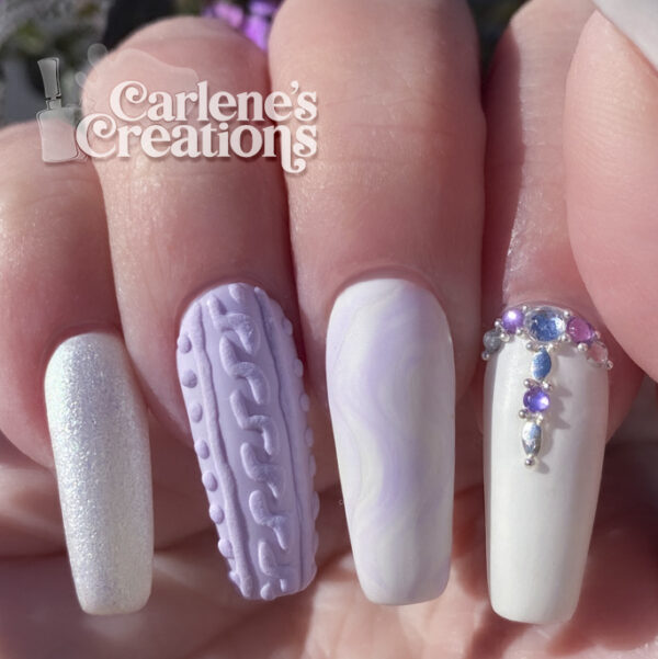 Winter Chill press-on nail set in purple - close-up view