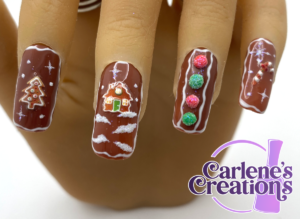 Gingerbread press-on nails
