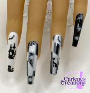 Black & White Twisted Halloween press on nails