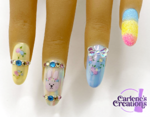 Bunnies & Flowers press on nails