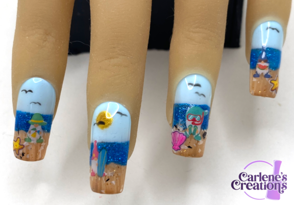 Beach Gnomes press on nails